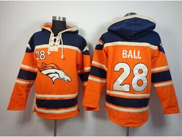 Denver Broncos #28 Montee Ball Orange Sawyer Hooded Sweatshirt NFL Hoodie