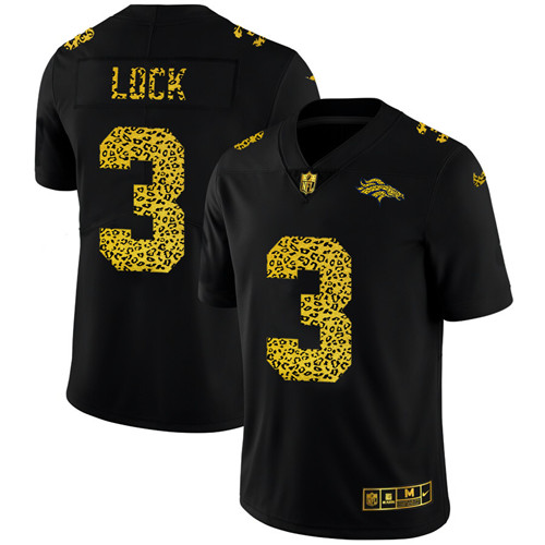 Denver Broncos #3 Drew Lock Men's Nike Leopard Print Fashion Vapor Limited NFL Jersey Black