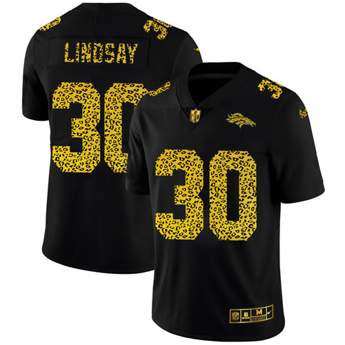 Denver Broncos #30 Phillip Lindsay Men's Nike Leopard Print Fashion Vapor Limited NFL Jersey Black