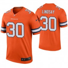 Denver Broncos #30 Phillip Lindsay Orange Color Rush Legend Jersey