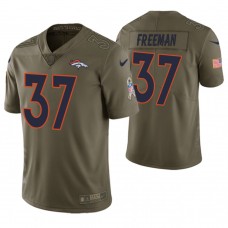 Denver Broncos #37 Royce Freeman Olive Salute to Service Limited Jersey