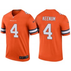 Denver Broncos #4 Case Keenum Orange Color Rush Legend Jersey