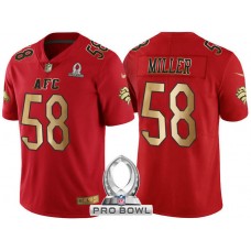 Denver Broncos #58 Von Miller AFC 2017 Pro Bowl Red Gold Limited Jersey