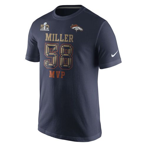 Denver Broncos #58 Von Miller Nike Super Bowl 50 Champions Game MVP Name & Number T-Shirt Navy
