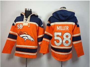 Denver Broncos #58 Von Miller Orange Sawyer Hooded Sweatshirt NFL Hoodie