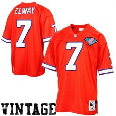 Denver Broncos #7 John Elway Mitchell & Ness Orange Silver Anniversary Authentic Throwback Jersey