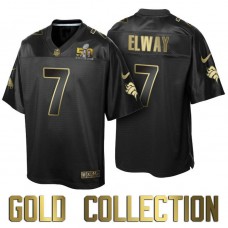 Denver Broncos #7 John Elway Super Bowl 50 Black Gold Collection Jersey
