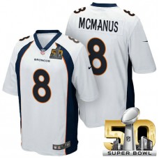Denver Broncos #8 Brandon McManus White 2016 Super Bowl 50 Game Jersey