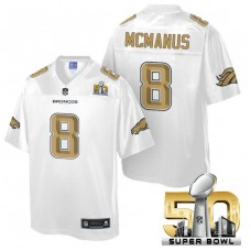 Denver Broncos #8 Brandon McManus White 2016 Super Bowl 50th Pro Line Fashion Jersey