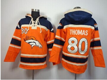 Denver Broncos #80 Julius Thomas Orange Sawyer Hooded Sweatshirt NFL Hoodie