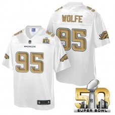 Denver Broncos #95 Derek Wolfe White 2016 Super Bowl 50 Pro Line Fashion Jersey