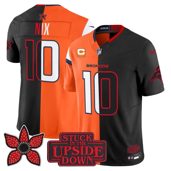 Denver Broncos 'Upside Down Edition' Vapor Limited Custom Jersey - All Stitched Bo Nix 10