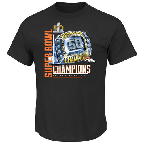 Denver Broncos Majestic Big & Tall Super Bowl 50 Champions Victory Bling VIII T-Shirt Black