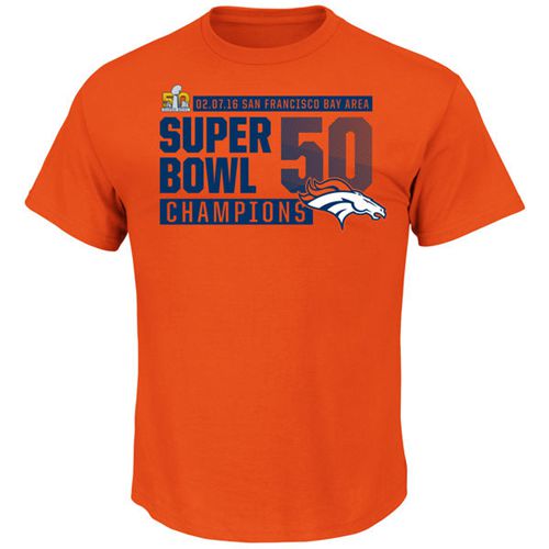Denver Broncos Majestic Super Bowl 50 Champions Winners Take VIII T-Shirt Orange