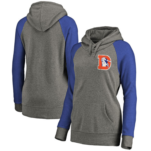Denver Broncos NFL Pro Line By Fanatics Branded Women's Plus Sizes Vintage Lounge Pullover Hoodie Heathered Gray