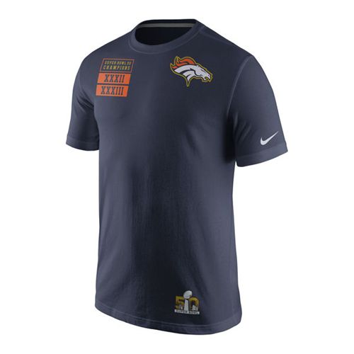 Denver Broncos Nike Super Bowl 50 Champions 3-Time Champs T-Shirt Navy
