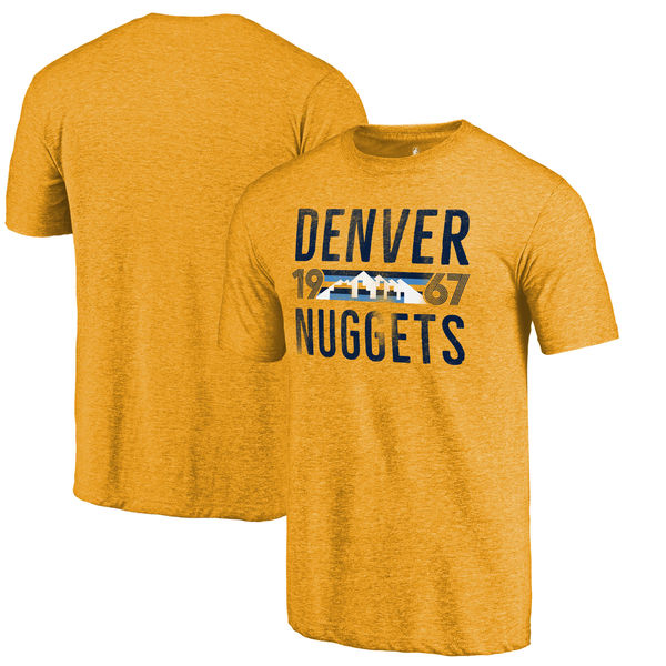Denver Nuggets Fanatics Branded Gold Mountain Range Hometown Collection Tri-Blend T-Shirt