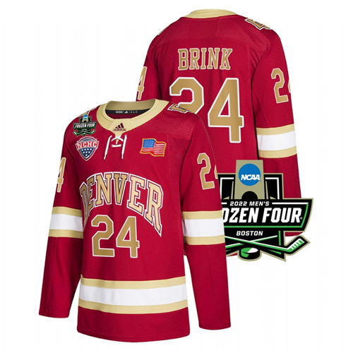 Denver Pioneers Bobby Brink 2022 Frozen Four Crimson Jersey