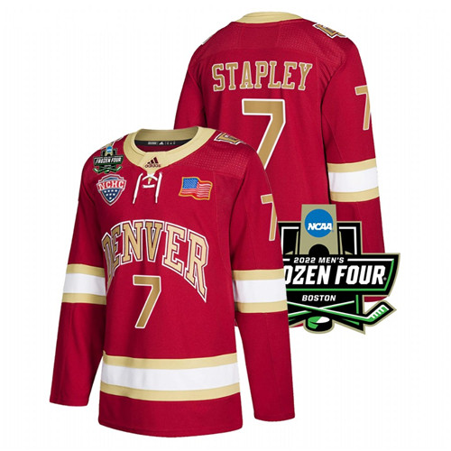 Denver Pioneers Brett Stapley 2022 Frozen Four Crimson Jersey