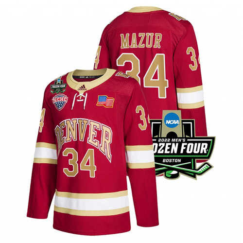 Denver Pioneers Carter Mazur 2022 Frozen Four Crimson Jersey