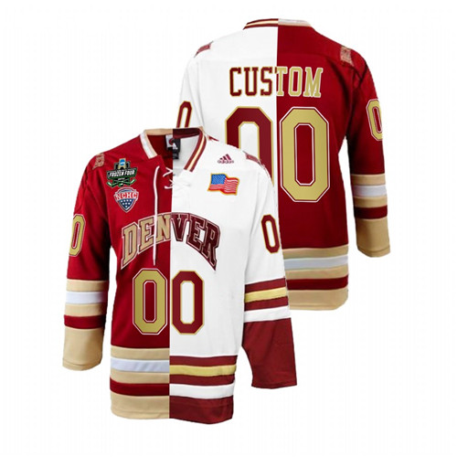 Denver Pioneers Custom 2022 Frozen Four Championship Crimson White Jersey