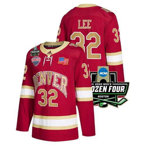 Denver Pioneers Justin Lee 2022 Frozen Four Crimson Jersey