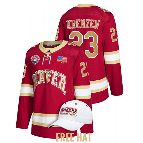 Denver Pioneers Lane Krenzen College Hockey NCHC Jersey Crimson
