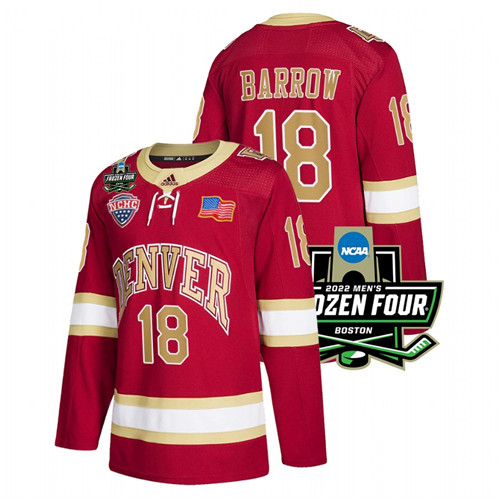 Denver Pioneers Ryan Barrow 2022 Frozen Four Crimson Jersey