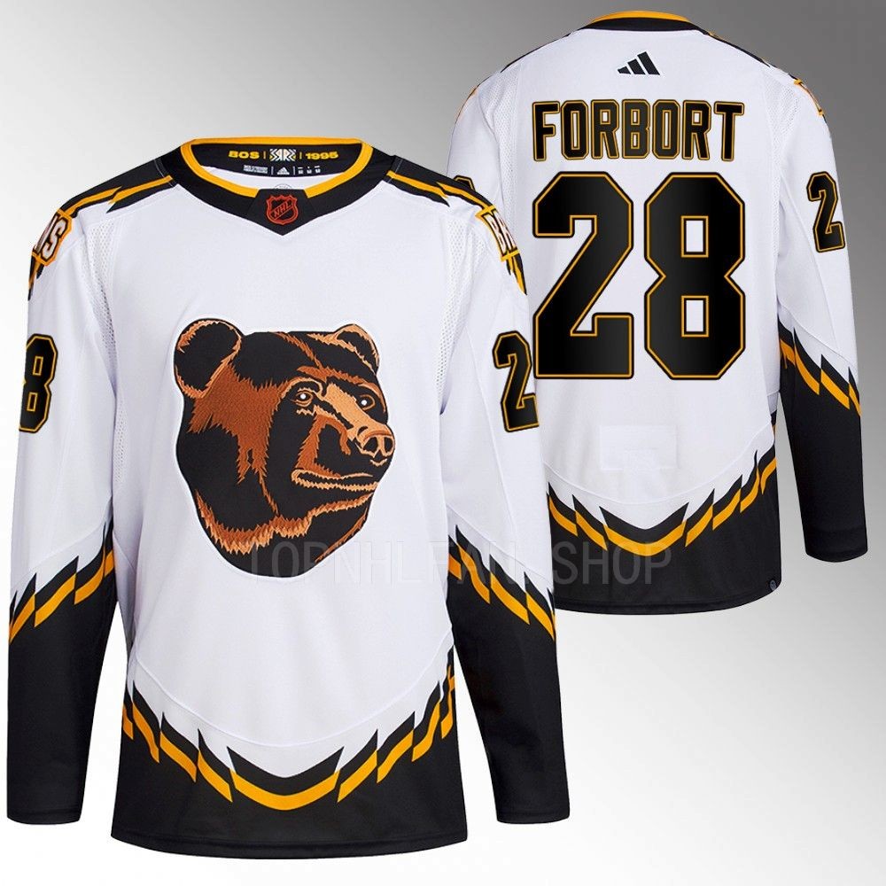 Derek Forbort 2022 Boston Bruins White Reverse Retro 2.0 Authentic Primegreen Jersey Stitched
