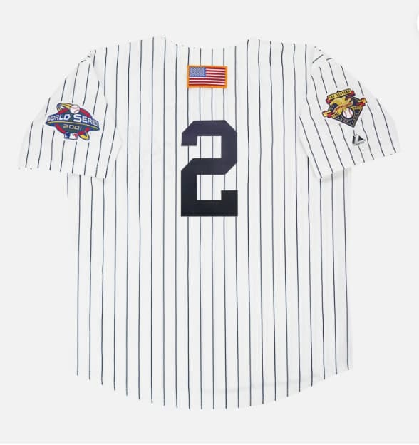 Derek Jeter 2001 New Yankees World Series Home White Jersey Men's