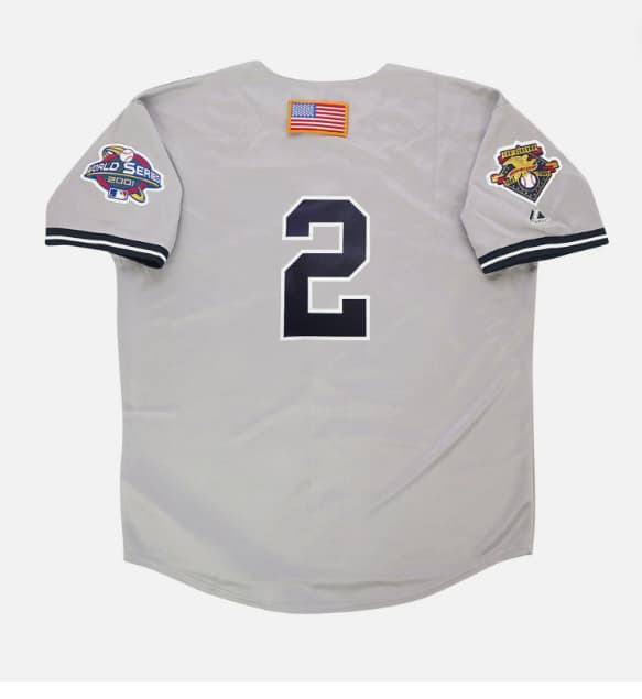 Derek Jeter 2001 New York Yankees Grey World Series Road Jersey