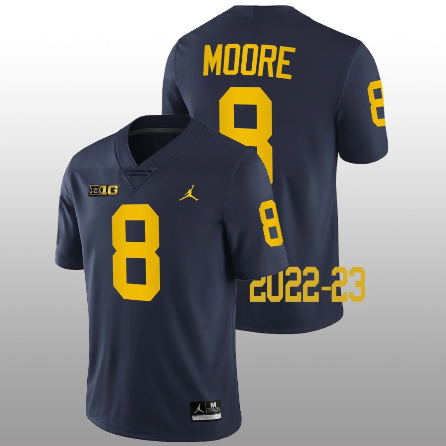Derrick Moore Michigan Wolverines Navy 2022-23 College Football Game Jersey