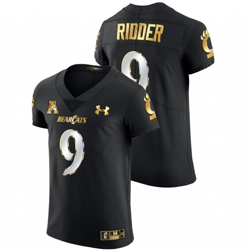 Desmond Ridder Cincinnati Bearcats Black 2021-22 Golden Edition Elite Football Jersey