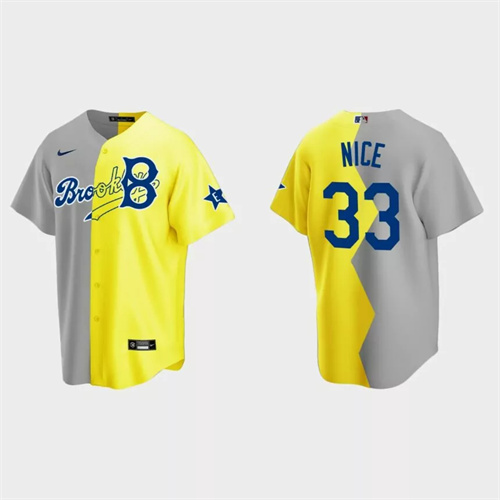 Desus Nice Brooklyn Dodgers 2022 Celebrity Softball Game Split Jersey – Gray Yellow.jpg