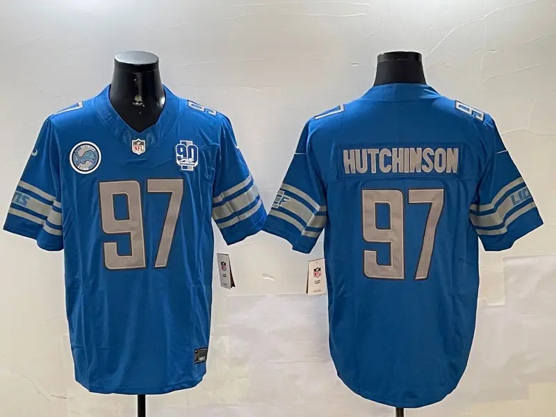Detroit   Lions 2024    Vapor Custom Jersey - All Stitched ALTERNATE #97 HUTCHINSON
