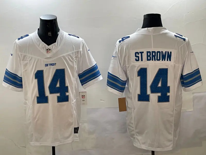 Detroit  Lions     Vapor Custom Jersey    - All Stitched  #14 ST.BROWN