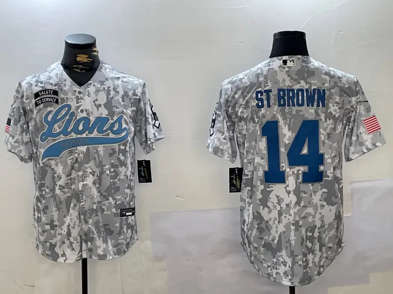 Detroit  Lions     Vapor Custom Jersey   - All Stitched   #14 ST.BROWN
