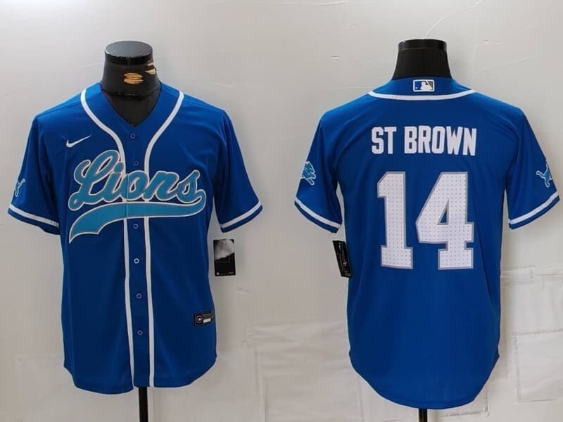 Detroit Lions     Vapor Custom Jersey - All Stitched    #14 ST.BROWN