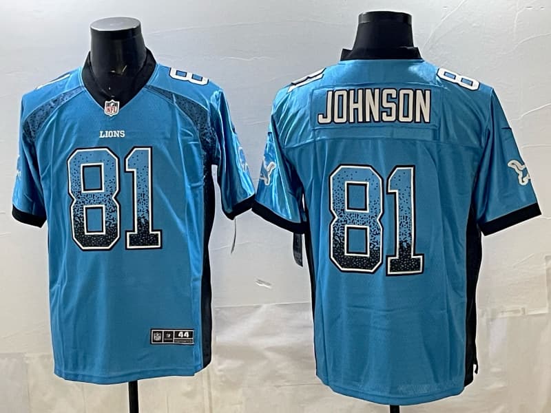 Detroit Lions   Football Stitched Jacket jersey 81 JOHNSON