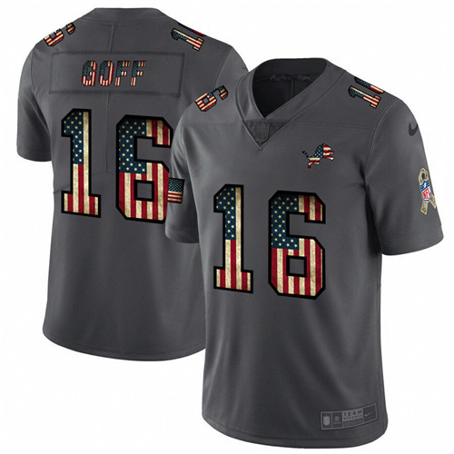 Detroit Lions #16 Jared Goff 2018 Salute To Service Retro USA Flag Limited NFL Jersey