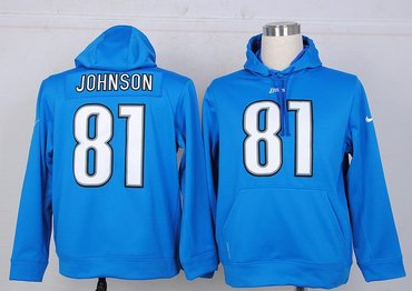 Detroit Lions #81 Calvin Johnson Pullover Hoodie Navy Blue