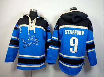 Detroit Lions #9 Matthew Stafford Blue Sawyer Hooded Sweatshirt NFL Hoodie