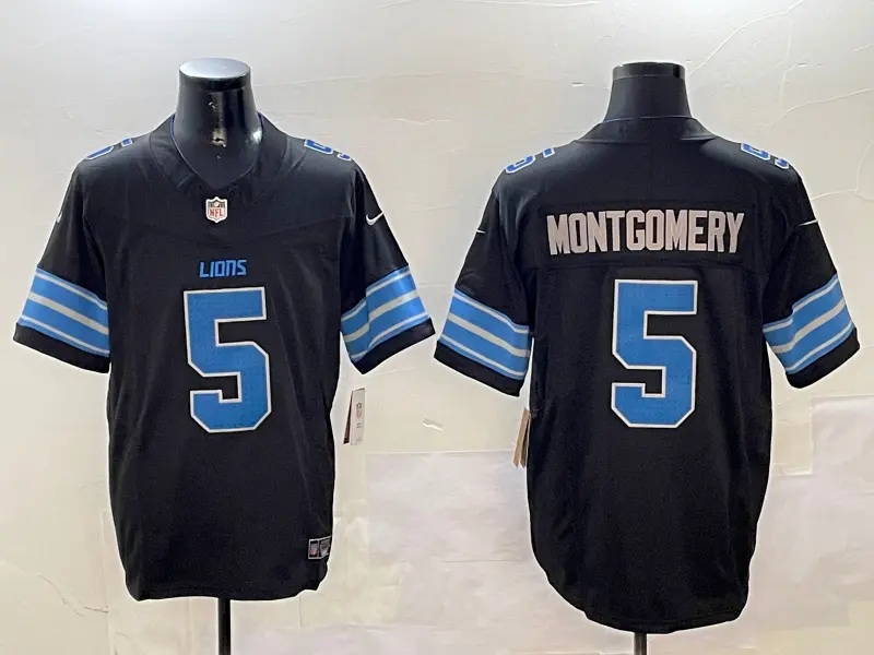 Detroit Lions  Custom Jersey - All Stitched BLACK #5 DAVID MONTGOMERY