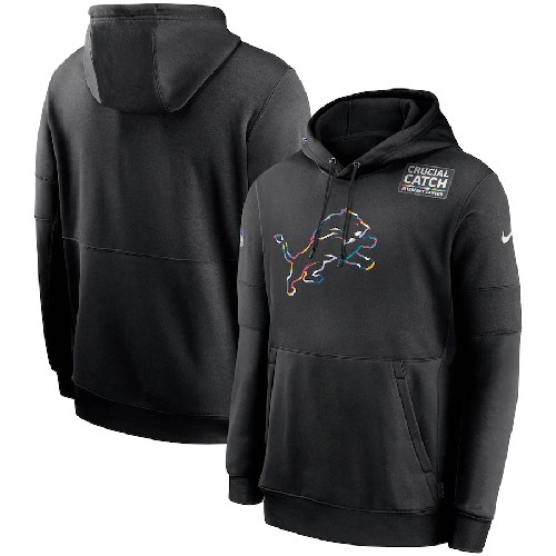 Detroit Lions 2020 NFL Crucial Catch Sideline Performance Pullover Hoodie Black