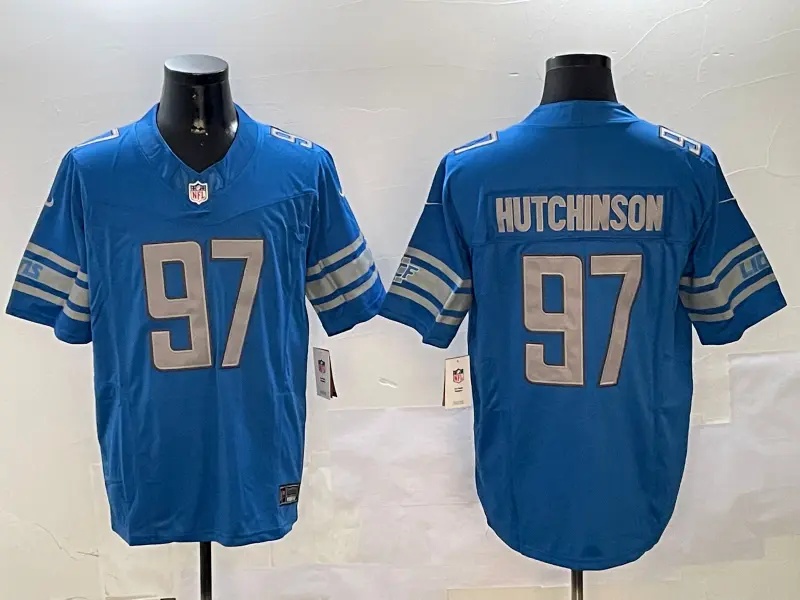 Detroit Lions 2024     Vapor Custom Jersey - All Stitched ALTERNATE #97 HUTCHINSON