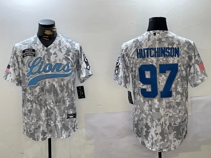Detroit Lions 2024    Vapor Custom   Jersey    - All Stitched   #97 HUTCHINSON
