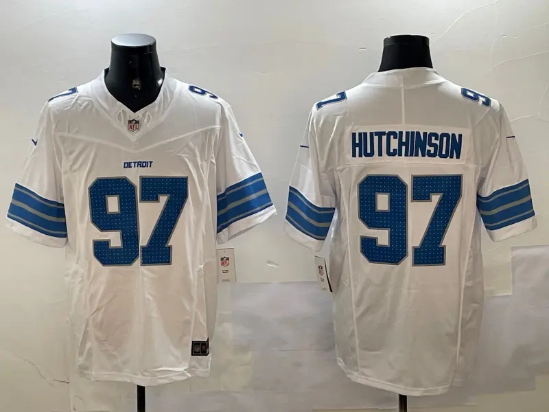 Detroit Lions 2024    Vapor Custom  Jersey    - All  Stitched  #97 HUTCHINSON