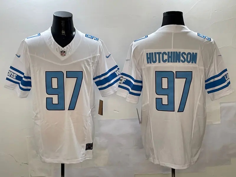 Detroit Lions 2024    Vapor Custom Jersey    - All Stitched     #97 HUTCHINSON