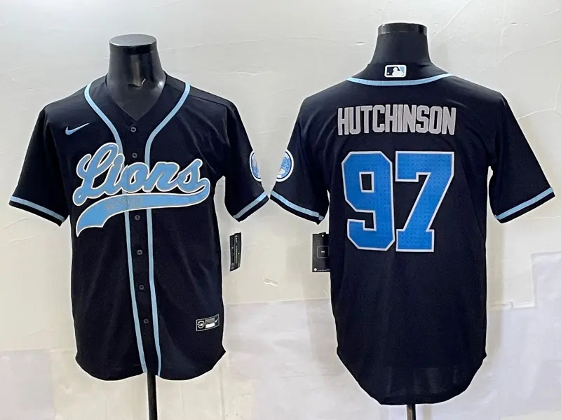 Detroit Lions 2024    Vapor Custom Jersey - All  Stitched ALTERNATE #97 HUTCHINSON