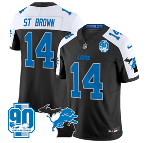Detroit Lions 2024 Michigan & 90th Year Patch Vapor Custom Jersey - All Stitched ALTERNATE #14 ST.BROWN